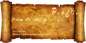 Pehm Ádám névjegykártya